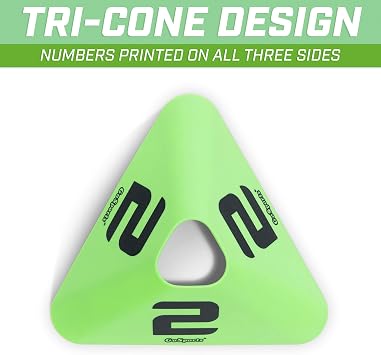 GoSports Modern Sports Cones - 12 Pack with Numbered Cones - Great for Soccer, Basketball, Football and More