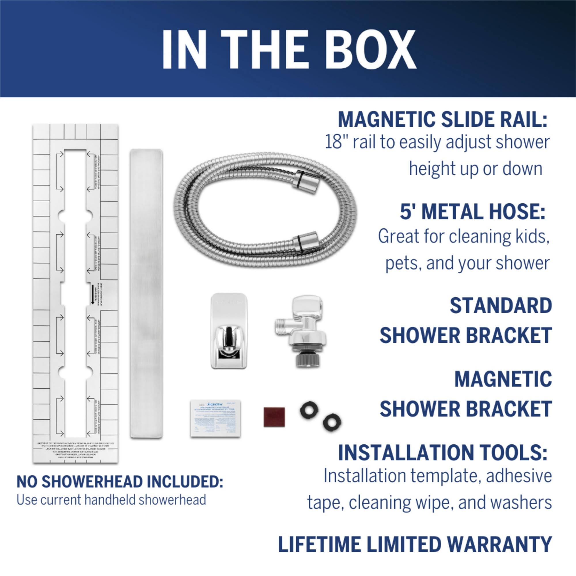 Waterpik Magnetic Slide Strip Accessory Kit Chrome - For Handheld Shower Heads not included - Height Adjustable — view 3