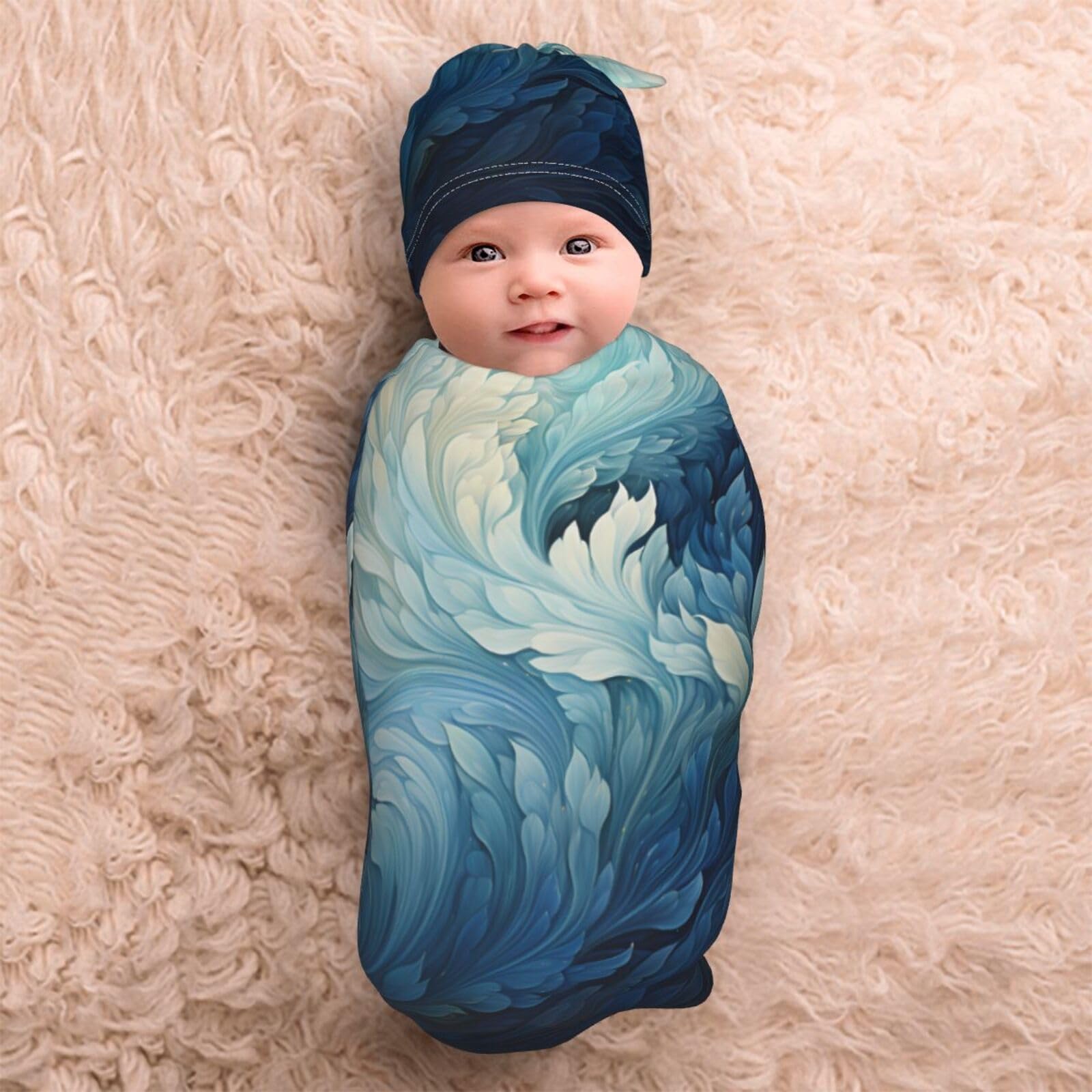 3d fiori Swaddle coperta e cappello set per neonati avvolgente accogliente per neonati bambino comfort 29x53 cm