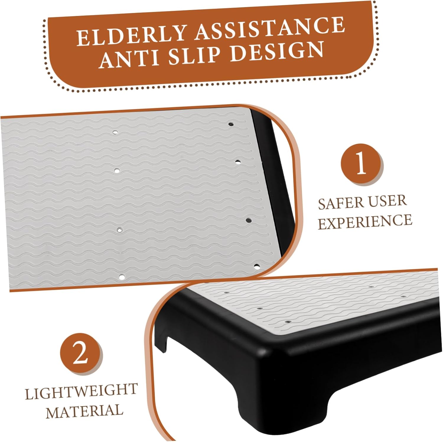 Mobility Step Stool Non-Skid Platform Black Step Stool for Adults for Elderly Office Footrest