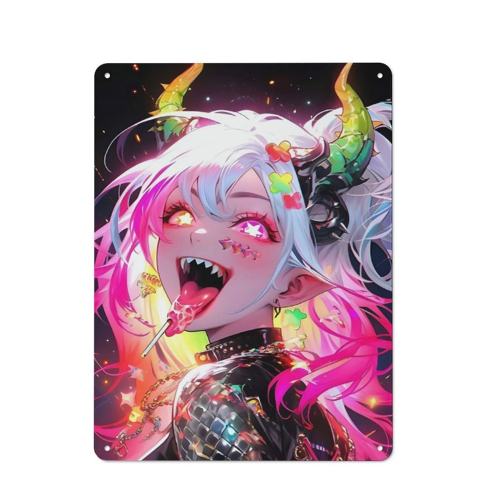 Junmoney Girls Style-18 Modern Vintage Demon Anime Office Metal Sign 40X30cm, Creative Space Decor For Home Office, Reading Corner Or Bedroom