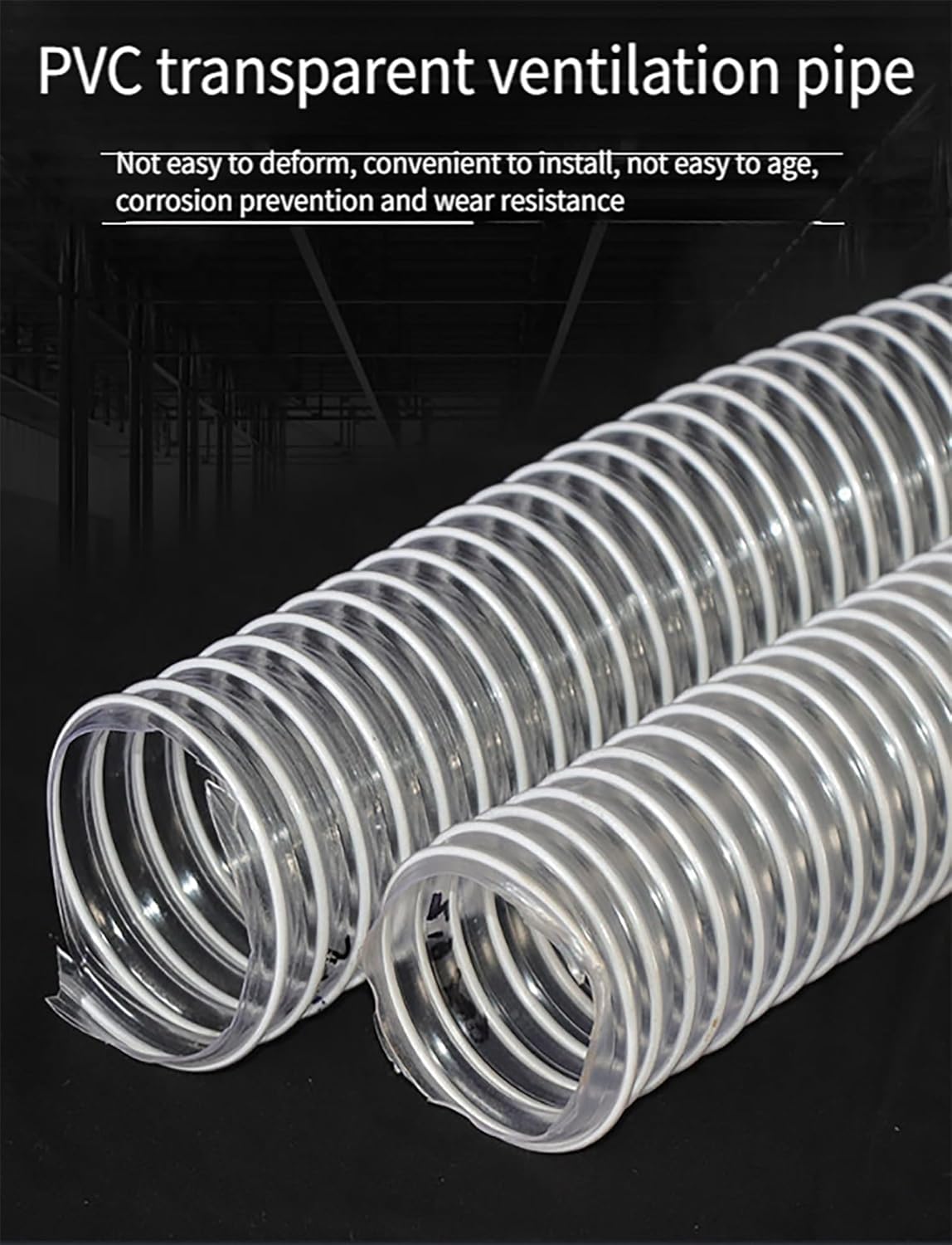 ININOSNP Flexibles y Resistentes a los Nudos Manguera de recolección de Polvo en Espiral de PVC for Uso Industrial(200mm/7.87in)