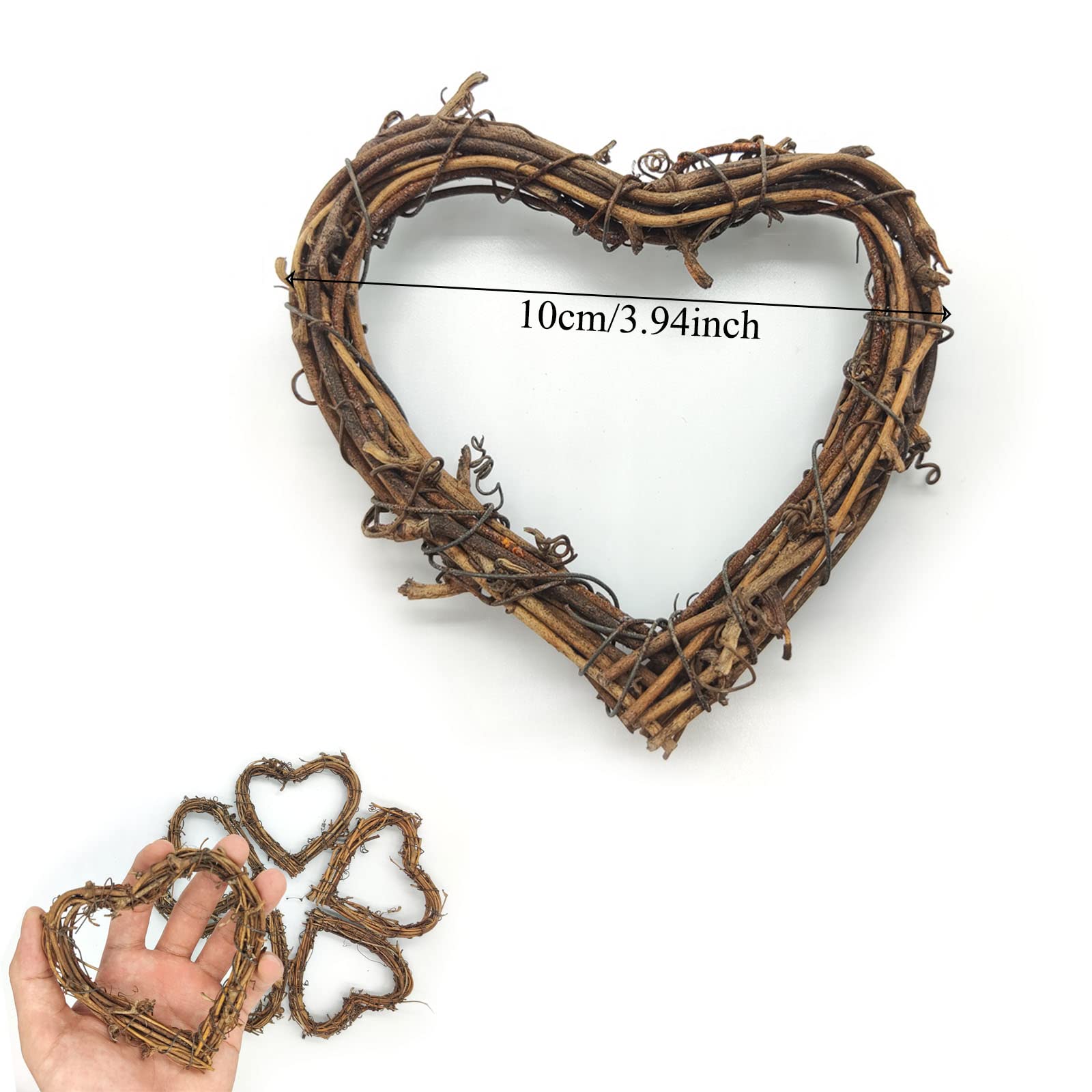 GOOHOCHY 4stuks Hartvormige Rattan Krans Decoratie Natuurlijke Rattan Wreath Voor Deur Muur Duurzaam Veelzijdig Voor Feestdagen Speciale Gelegenheden