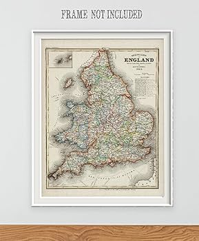Amazon.com: 1844 England Map Poster – 28x36 Unframed
