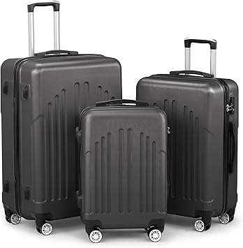 Karl home Luggage Sets 3 Piece, ABS Hardside Suitcase Set with Double Spinner Wheels & TSA Lock for Travel Business, 3-Piece Set (20/24/28), Dark Gray