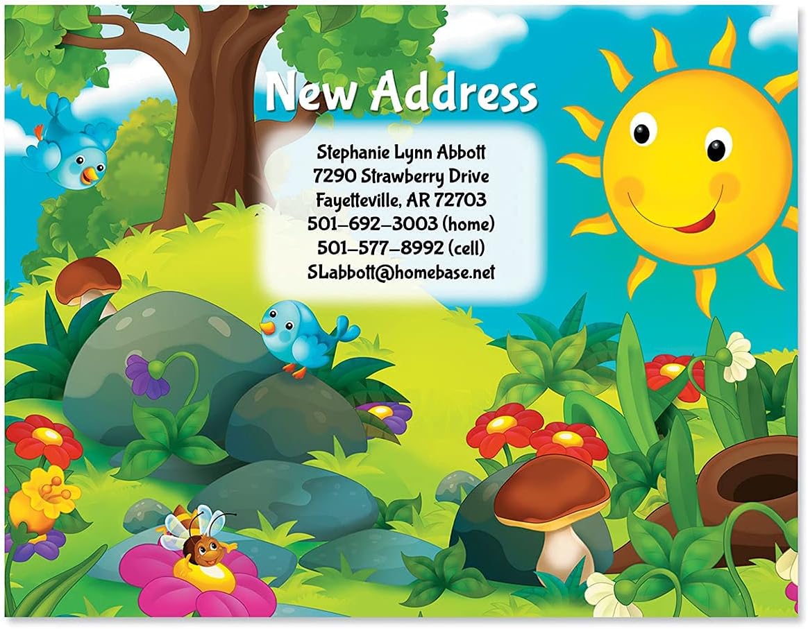 Happy Personalized New Address Postcards, Set of 24 Moving Announcements, 5-¼ x 4 inches