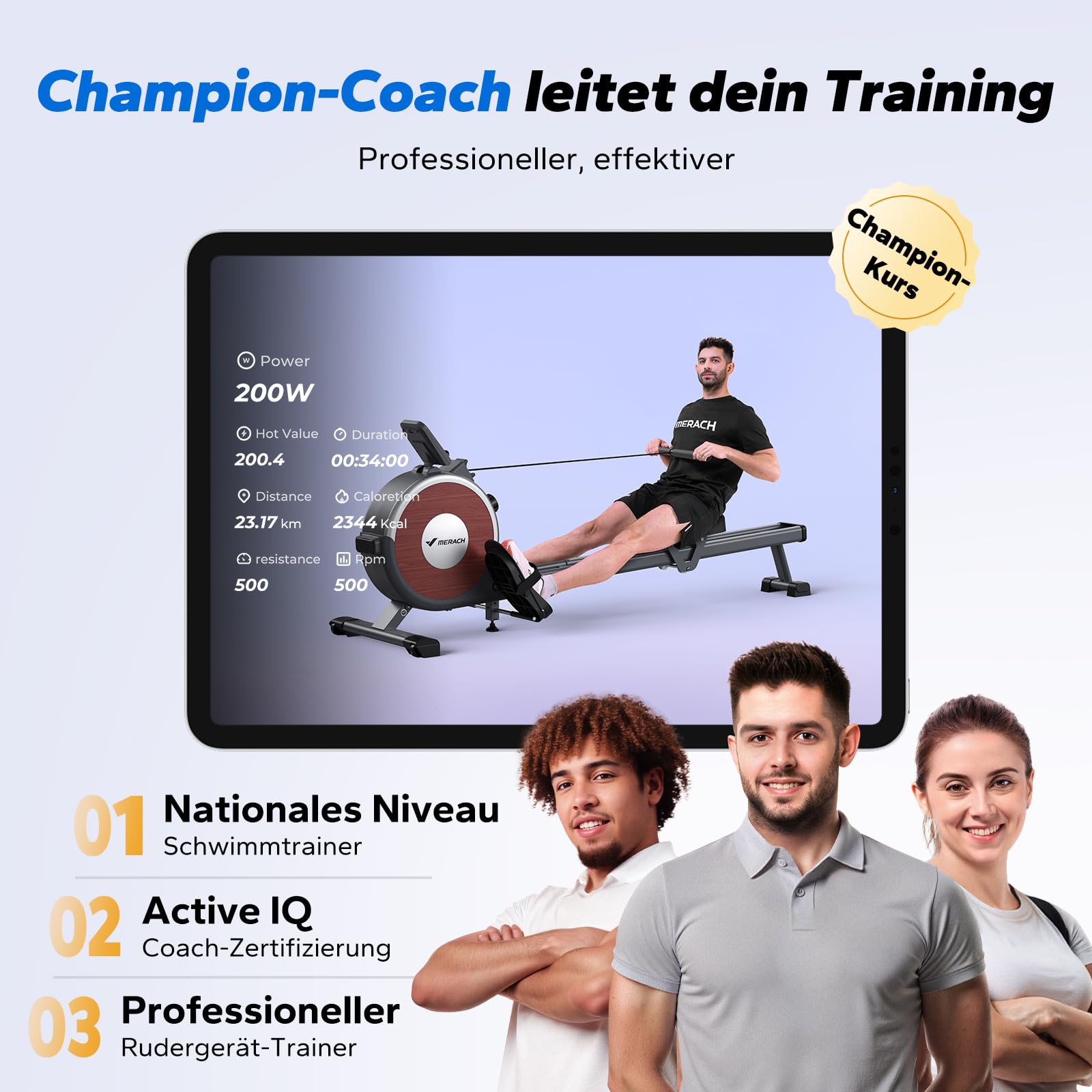 MERACH Rudergerät für Zuhause, 16 Widerstandsstufen, Leises Magnetisches Rudergerät, per App Verbindbar, Verbesserte Doppelschienen für Mehr Stabilität, Einfache Montage (Grau)