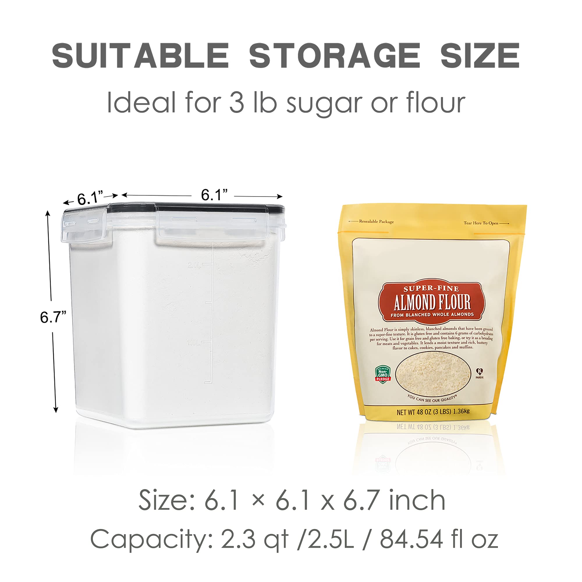 Medium Food Storage Containers with Lids Airtight 2.5L /84.5Oz, for ...