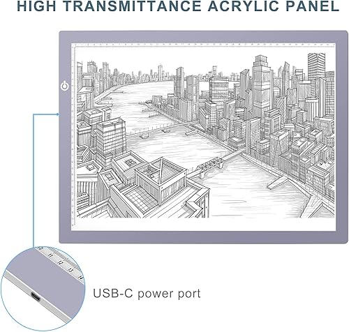 Miniatura 2 de NXENTC Almohadilla de luz A3 almohadilla de luz de trazado ultrafina alimentada por USB luz LED regulable para pintura de diamante almohadilla de