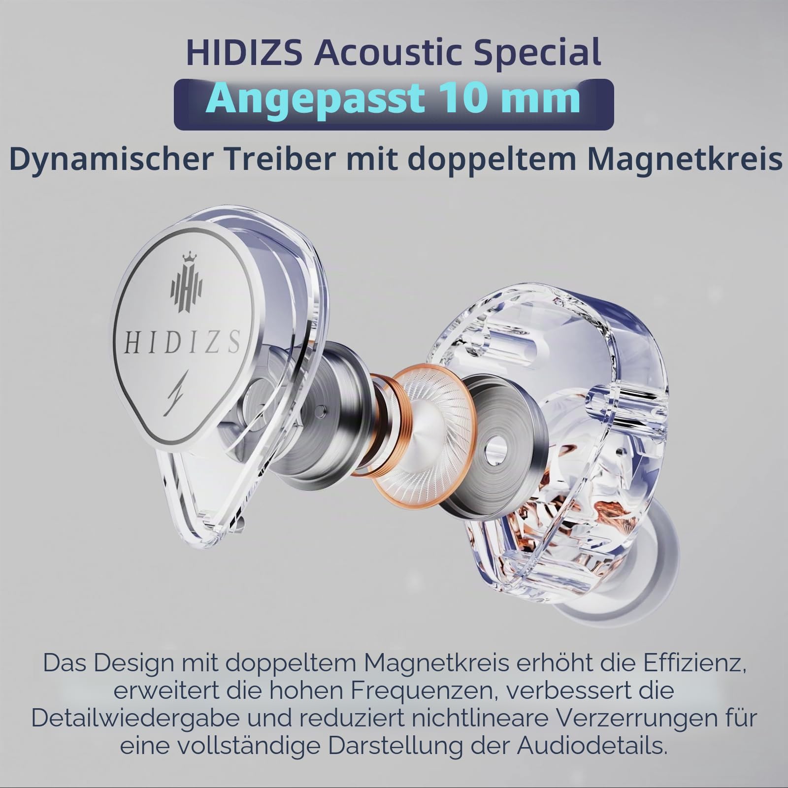 Hidizs ST2 Pro USB-C-Ohrhörer, kabelgebunden, Dual-Magnetschaltung, 10 mm Dynamik-Treiber, In-Ear-Kopfhörer, ESS ES9218AC Pro DAC-Chip, HD-Mikrofon, In-Line-Steuerung, Tpye-C DSP, OFC-Kabel