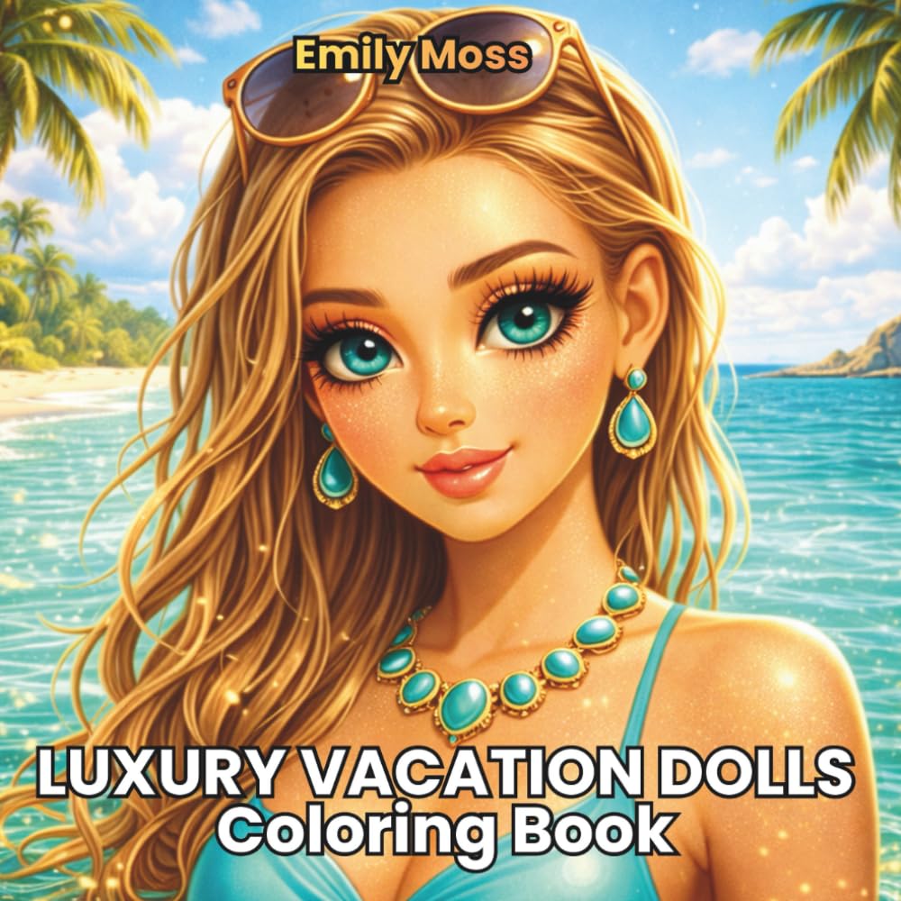 Luxury Vacation Dolls Coloring Book for Adults: 50 Tropical Glam Fashion Designs for Relaxation & Stress Relief (Glam Dolls Collection)