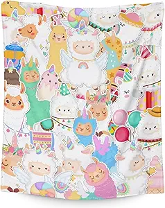 Blanket for Girl Boy - 50x60 Inches Cute Llama Throw Gifts - Colorful Soft Fuzzy Blankets for Bed, Couch & Living Room