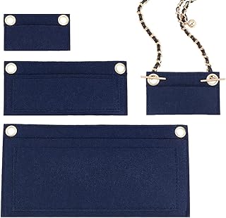WADORN 3 Styles Purse Felt Insert Organizer, Women Pouchette Wallet Conversion Kit Mini Envelope Bag Insert Liner with Grommets Eyelets Rectangle Clutch Conversion Insert for LV Sarah Wallet, Blue