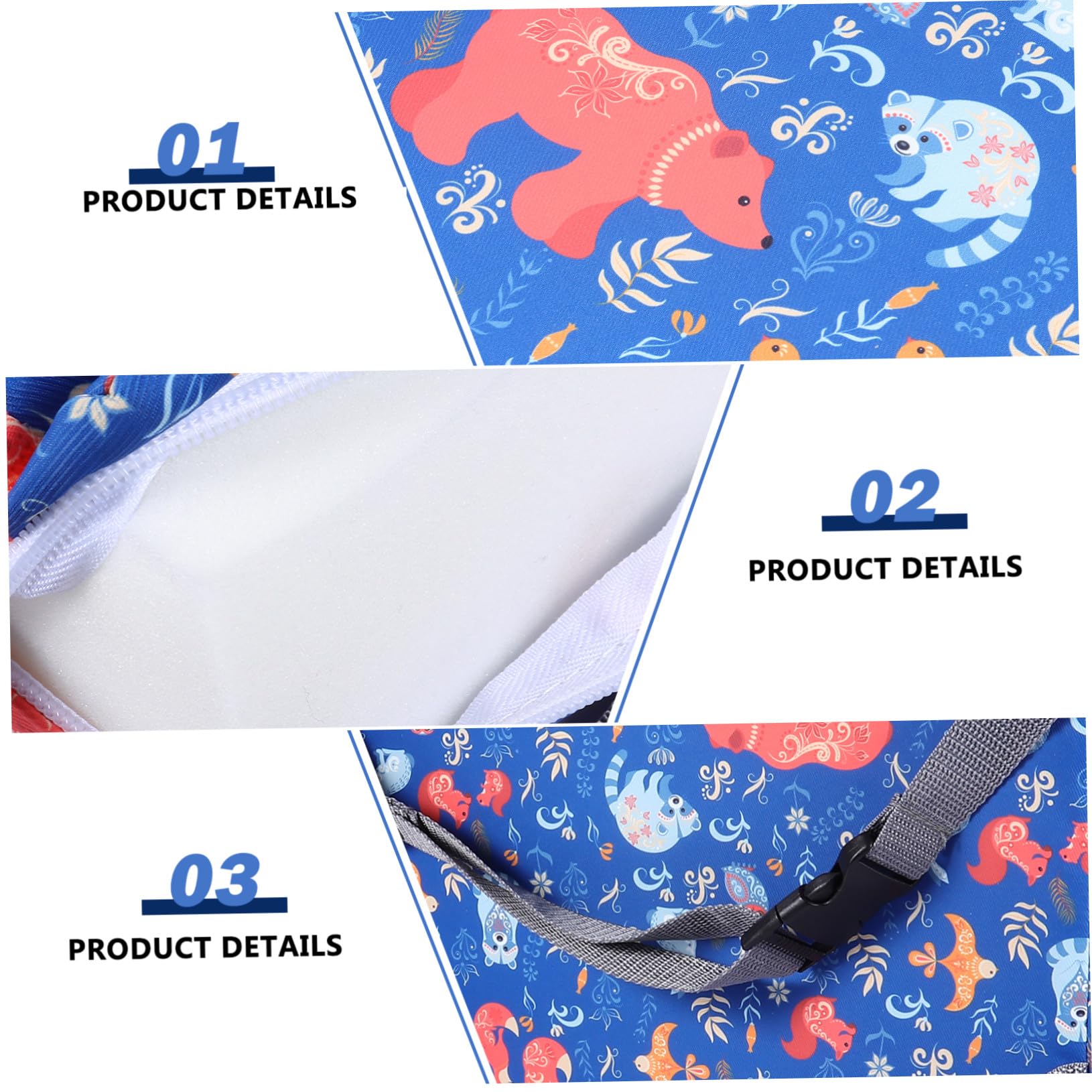 Hemobllo Cuscino Rialzo Sedia e Smontabile con Cintura di Sicurezza Portatile per Pranzo e Gioco Booster Sedia per Altezza e Design Animali Blu