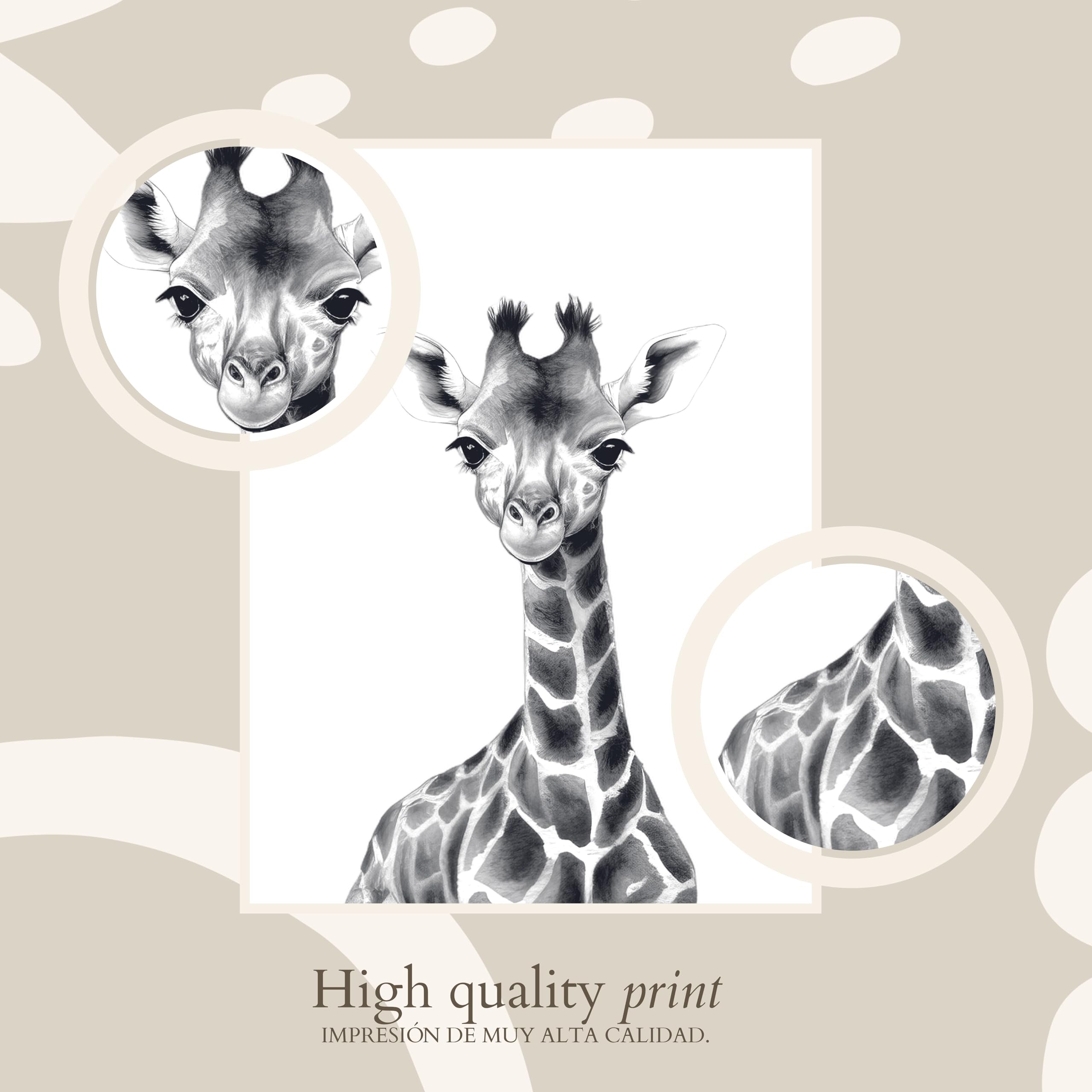 ayurvana Set de 4 Láminas Safari en Blanco y Negro – Cuadros Infantiles de Alto Contraste para Estimulación Visual de Recién Nacidos – Decoración Habitación Bebé Estilo Nórdico y Montessori – A4