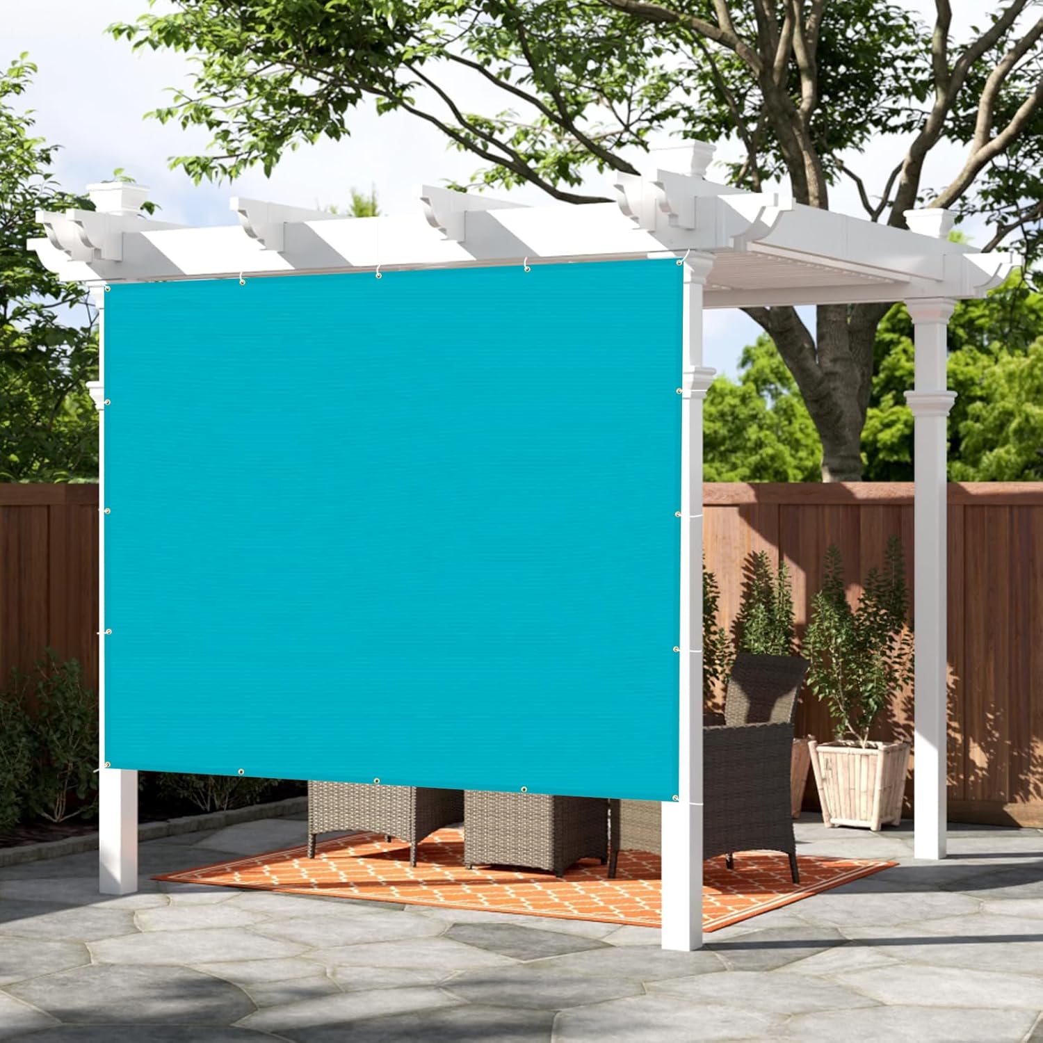 SUNNY GUARD Shade Cloth Custom Size 9x21 FT Sun Shade Screen Fabric Shade Cover Tarp with Grommets for Pergola Backyard Garden, Turquoise(We Customized)