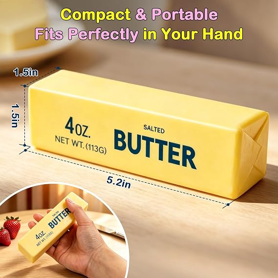 Butter Squishy Toy 2 Pack, Soft & Slow Rising Squeeze Stress Relief Fidget Toy, Realistic Butter Slime-Free Sensory Squishies for Kids and Adults, Cute Desk Toy Gift for Anxiety Relief and Relaxation