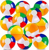 Vellibring 12 Pack 12" Rainbow Inflatable Beach Balls - Bulk Pool Toys for Kids Summer Water Games & Party Decor