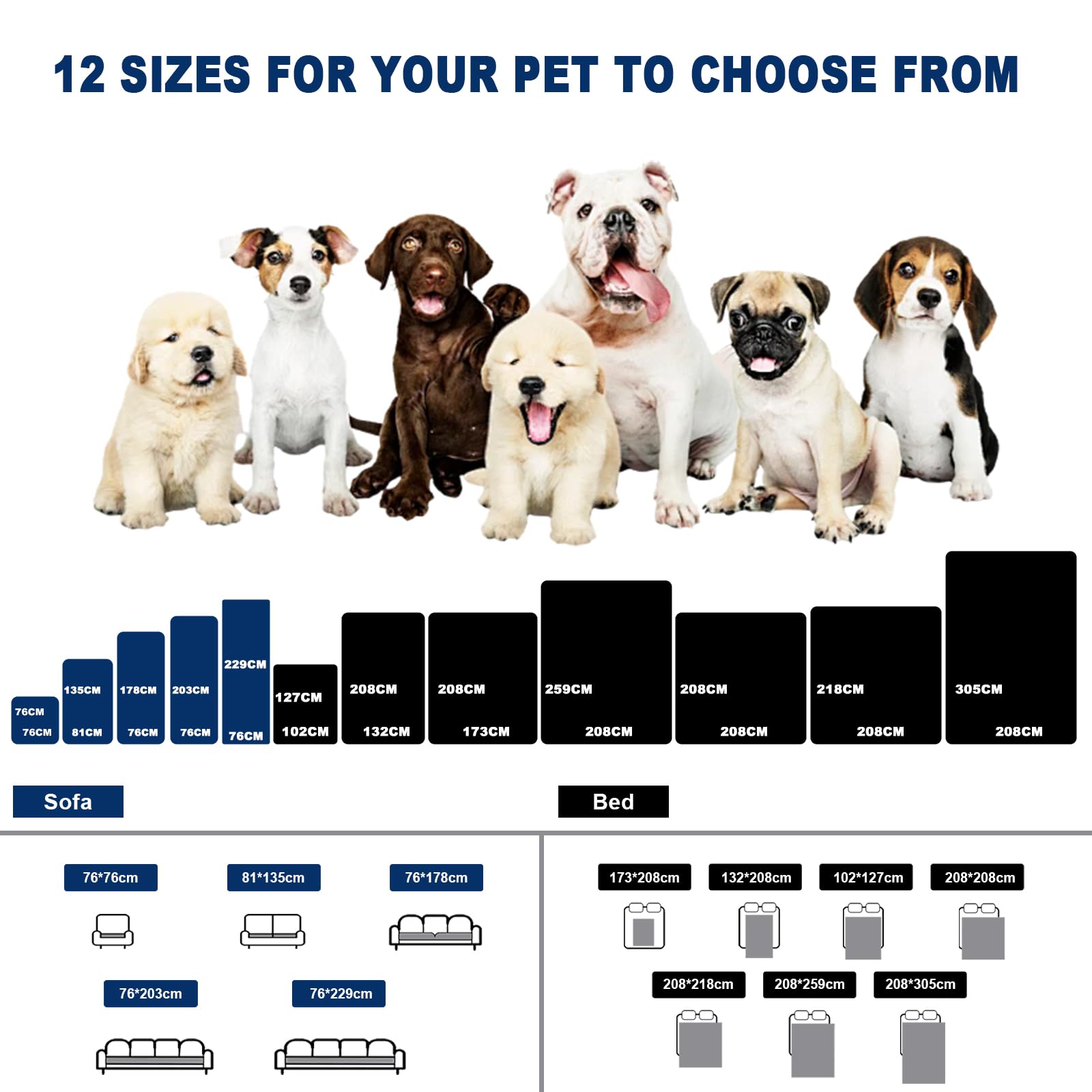 100% Beidseitiger wasserdichte Sofabezug für Hunde, Waschbare rutschfeste Hundedecke für Sofa Bett, Sofaschutz für Kinder Hund Katze (Hellgrau,208x305 cm)