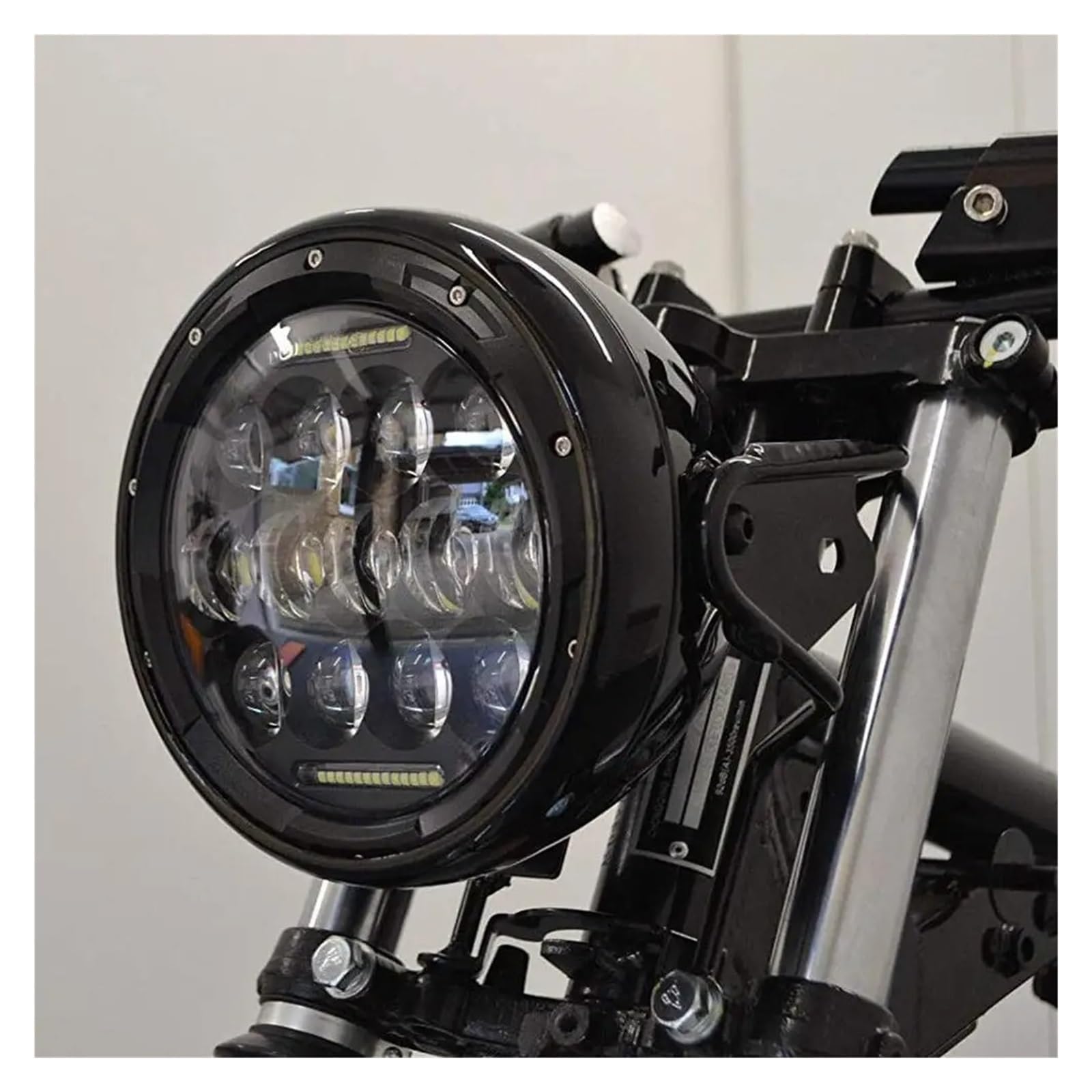 Faro Universale Modificato Da 7,5 Pollici A LED Retrò Per Motocicletta Fascio Hi/Lo DRL E Alloggiamento Nero Opaco Con Staffa Fanale Anteriore Moto(Light and housing)
