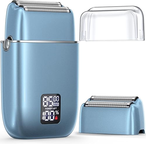 Afeitadoras eléctricas de aluminio para hombres, maquinilla de afeitar eléctrica de 3 velocidades, doble hoja flotante IPX7, impermeable, pantalla