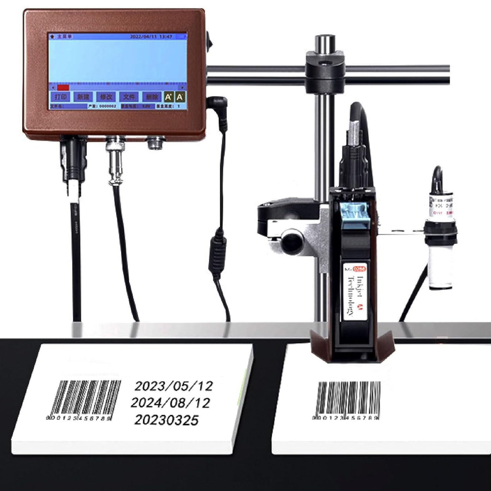 SENJINGHUA In Line Inkjet Coder 12.7mm/25.4mm,Automatic Inkjet Coding Machine,With Touch Screen,Commercial Label Printer,Date Coder,Industrial Inkjet Printer For Logo,Graphic,Label 25.4mm