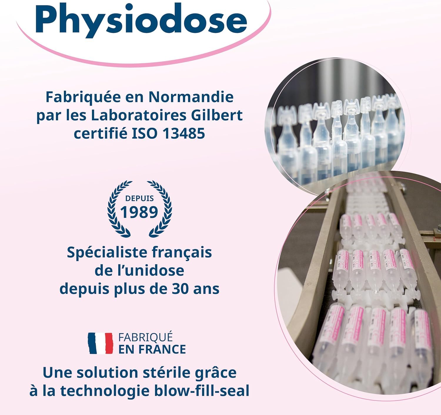 Pack 3 PHYSIODOSE - Sérum Physiologique 40x5ml - Hygiène du nez, des yeux, des oreilles – Nourrisson, bébé, adulte – Laboratoires Gilbert – Fabriqué en France