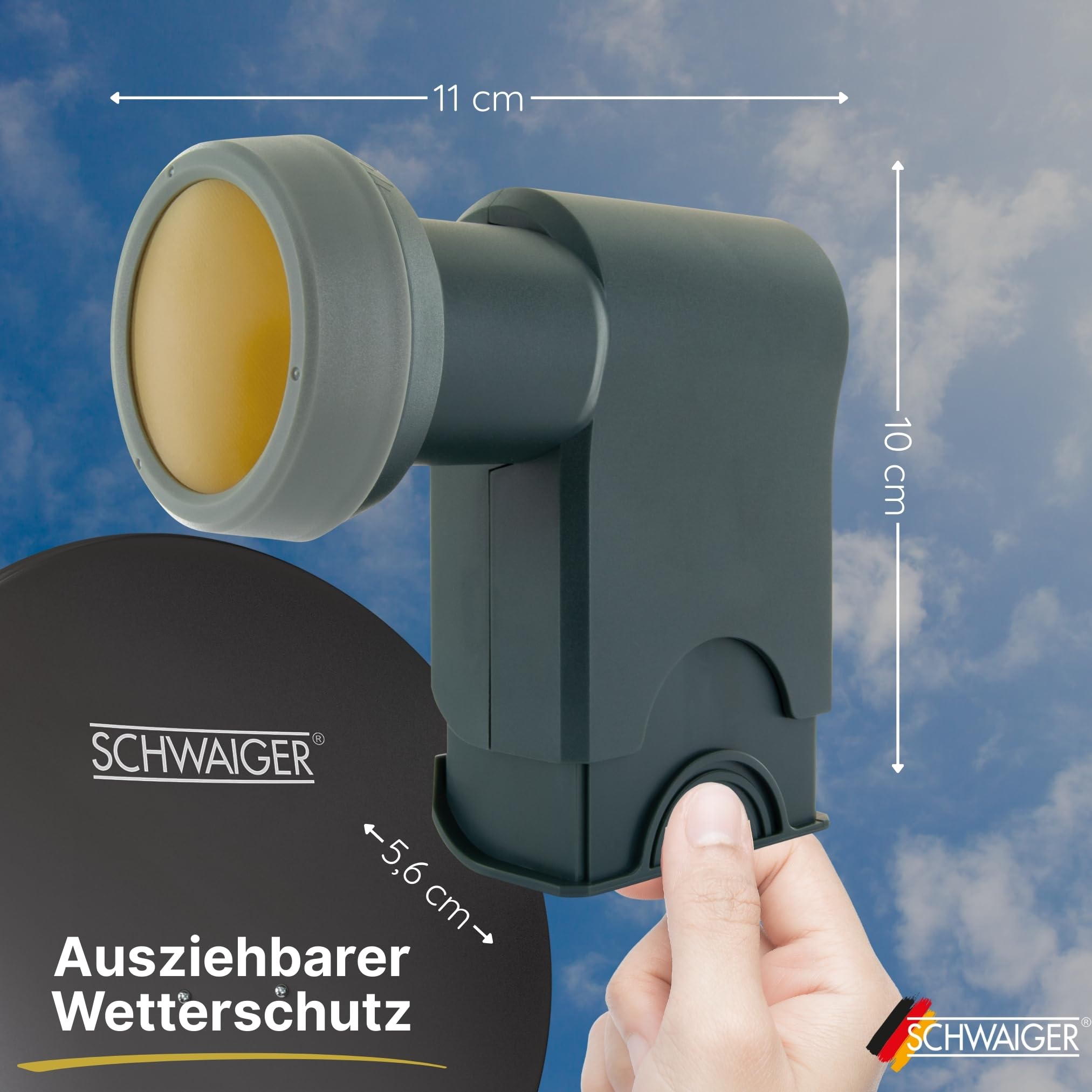 SCHWAIGER -717402- Octo LNB z ochroną przeciwsłoneczną | cyfrowy | 8 uczestników | ekstremalnie odporna na wysokie temperatury nasadka LNB | zastosowanie z anteną satelitarną | nadaje się do multifeed z ochroną przed warunkami atmosferycznymi i pozłacanym