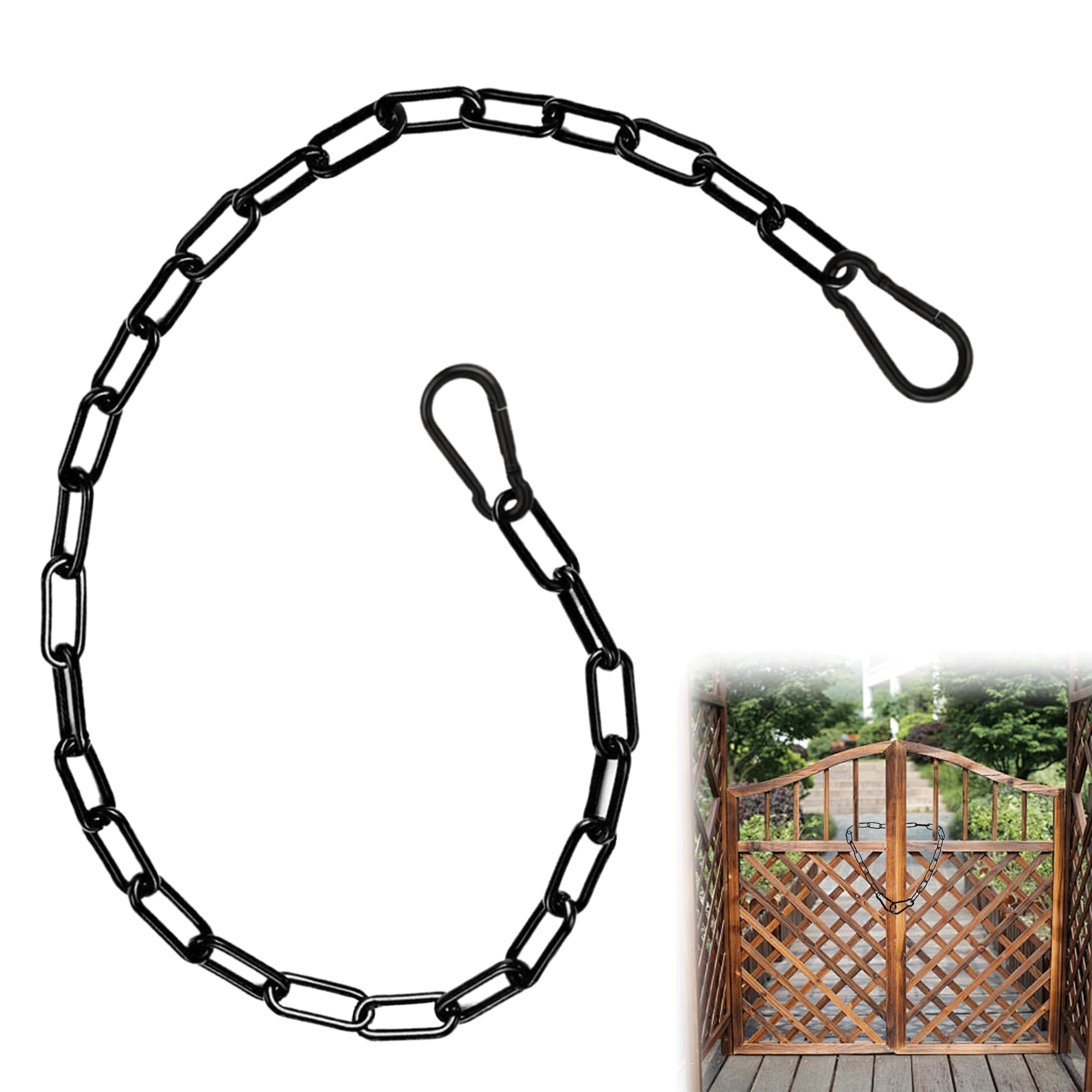 1PCS Outdoor Gate Latch Chain Stainless Steel Gate Chain Lock 20 Inch Stainless Steel Gate Link Chain with Both-Ended Carabiners Chain for Outdoor Fences Pet Cages Horse Goat Cow Corral Supplies