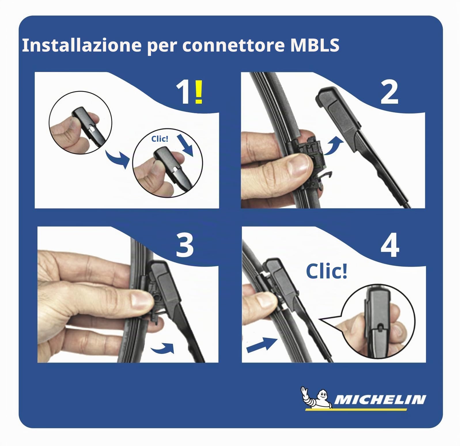 MICHELIN Perfect Fit 233 Set di tergicristalli anteriori, Mercedes Benz serie E e serie CLS Coupé, 600/550 mm, spazzole tergicristallo anteriori senza articolazioni, perfetta vestibilità, silenziose