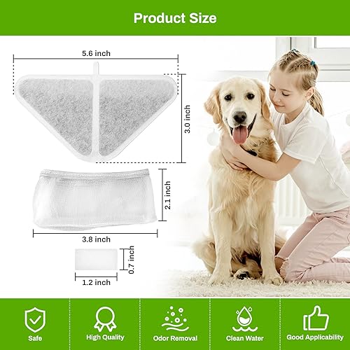 Miniatura 6 de Paquete de 6 filtros de repuesto para fuente de agua para perros de 230 onzas, repuesto para sistema de filtración de 5 capas, fuente de mascotas de