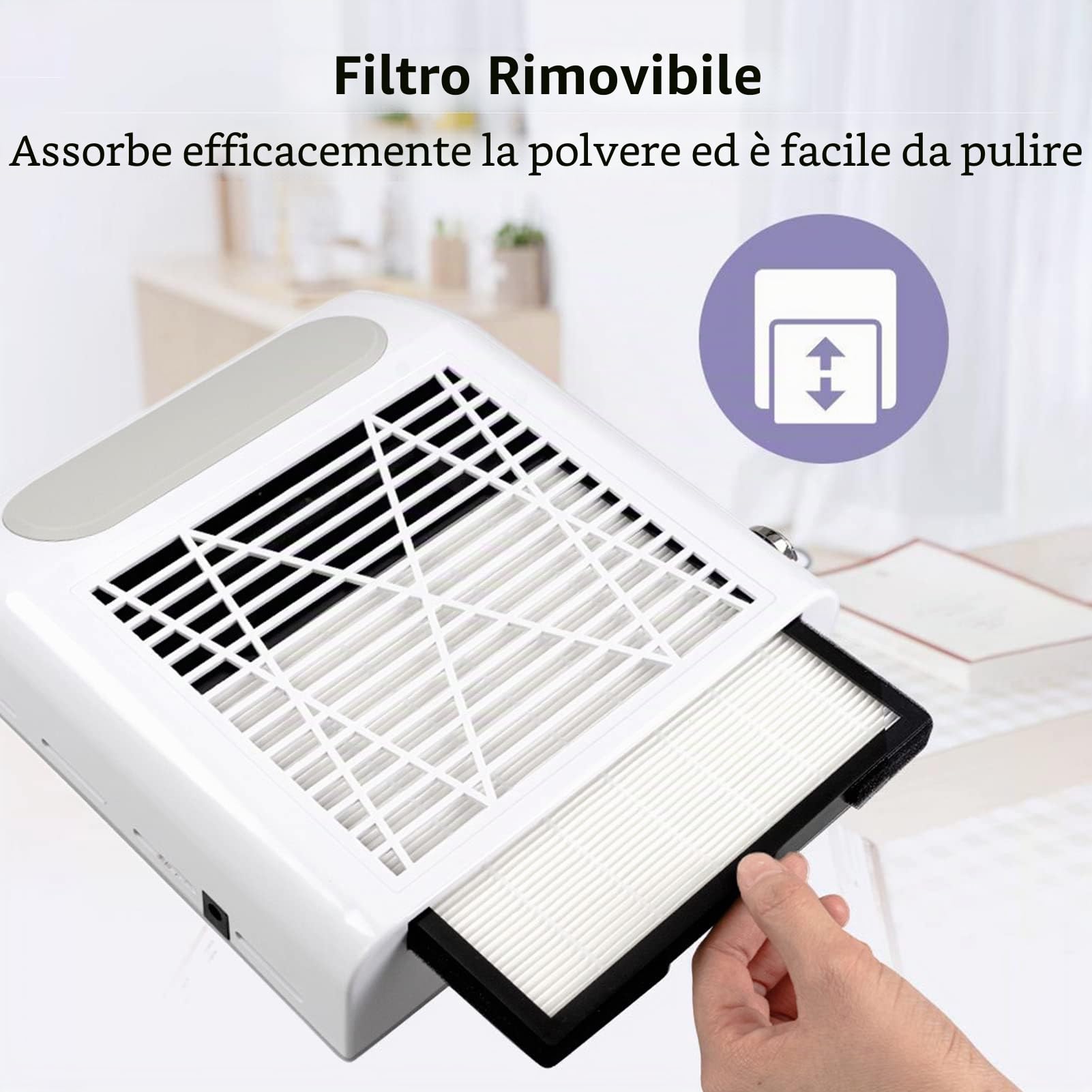 Aspiratore unghie professionale, Aspirapolvere elettrico per collettore di polveri per unghie da 80 W 2 livelli con velocità regolabile con filtro