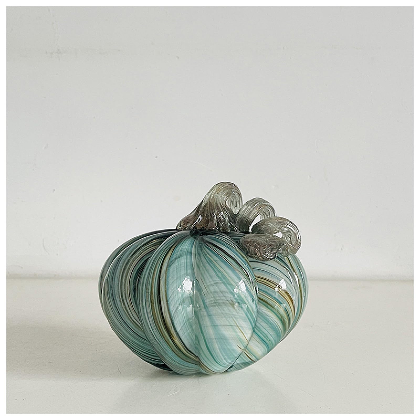 Dytartzx Glass Figurine Colored Pumpkin Handmade Sculpture Vegetable Blown Crystal Glass Paperweights Art For Table Ornaments Home Decor