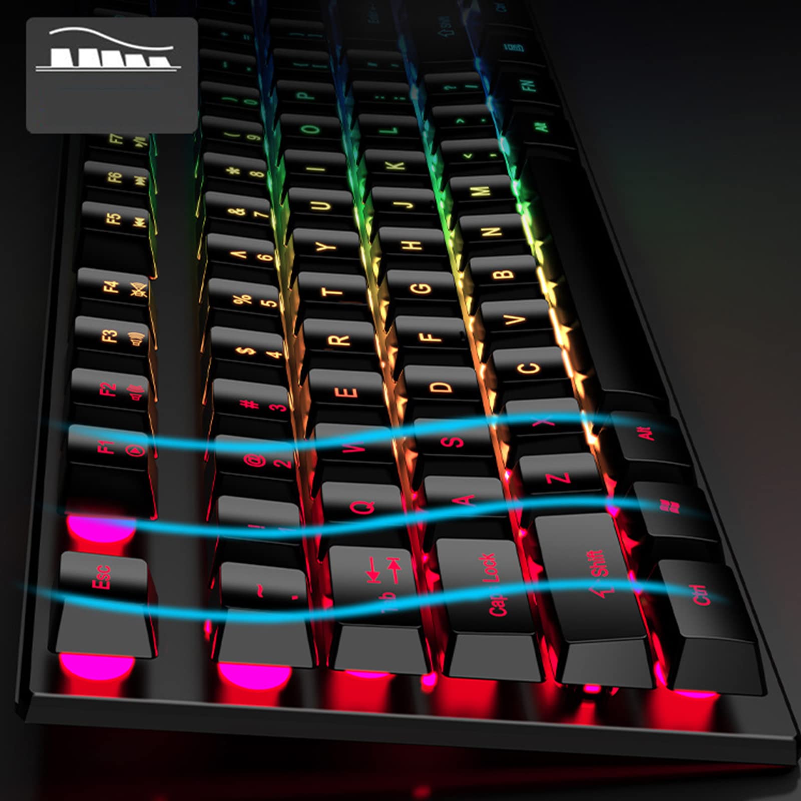 ADMLZQQ Mechaniczna klawiatura gamingowa z podświetleniem LED RGB, niebieskie przełączniki z funkcją Anti-Ghosting, 104 klawisze francuskiej klawiatury gamingowej AZERTY, przewodowa klawiatura USB do