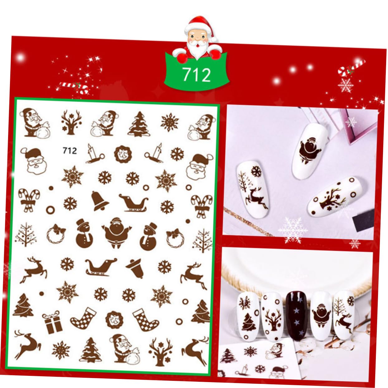 Healeved 30fogli Adesivi Per Unghie Natalizie Impermeabili Decorazioni Creativi Per Nail Art Adesivi Autoadesivi Per Donne e Ragazzo Ragazza Per Festività Di Natale