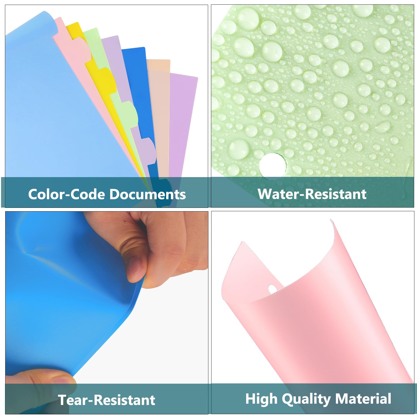 HABGP Set di 96 divisori per raccoglitori ad anelli con linguette, 8 divisori per raccoglitori a 3 anelli, divisori in plastica pastello per cartelle di pagine, divisori per fogli e raccoglitori a tre
