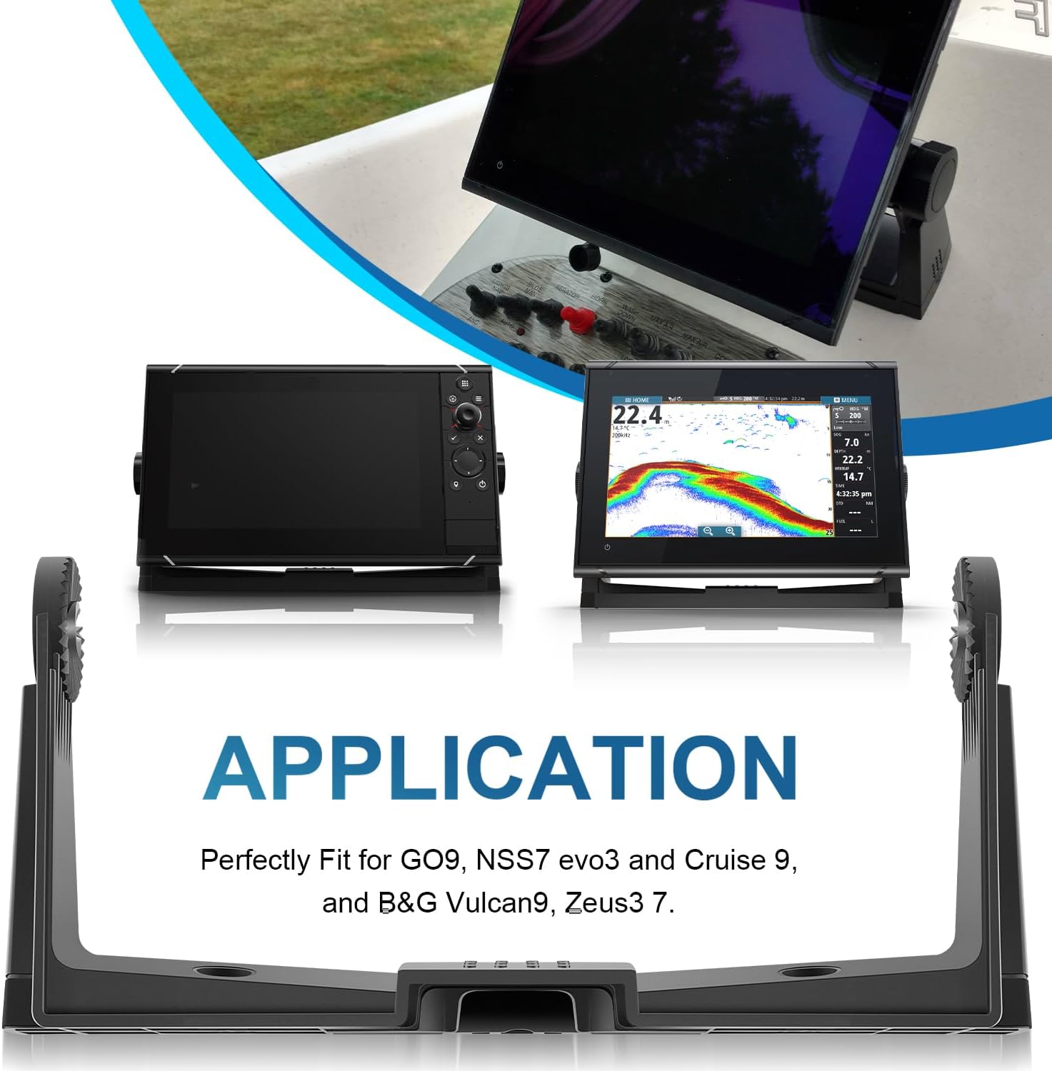 000-13702-001 Gimbal Mounting Bracket with Knobs for GO9, NSS7 EVO3, Cruise 9, Vulcan9, Zeus³ 7 (Black)