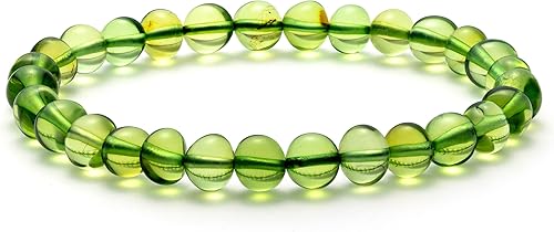 Pulsera para adultos, mujeres u hombres de 6.7 pulgadas - Cuentas de ámbar pulido - Joyería de ámbar certificada - Pulsera elástica hecha a mano con