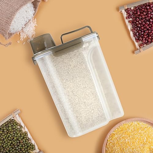 Miniatura 7 de TBMAXS Recipiente de almacenamiento de arroz de 10 libras, dispensador hermético de alimentos con boquilla grande y taza para arroz, cereales,