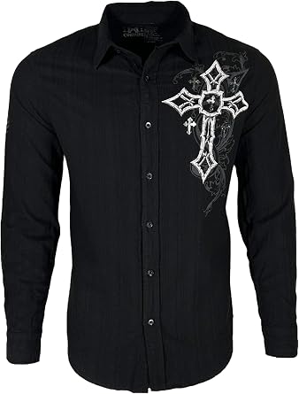 Xtreme Couture by Affliction Men's Button Down Shirt Darkness