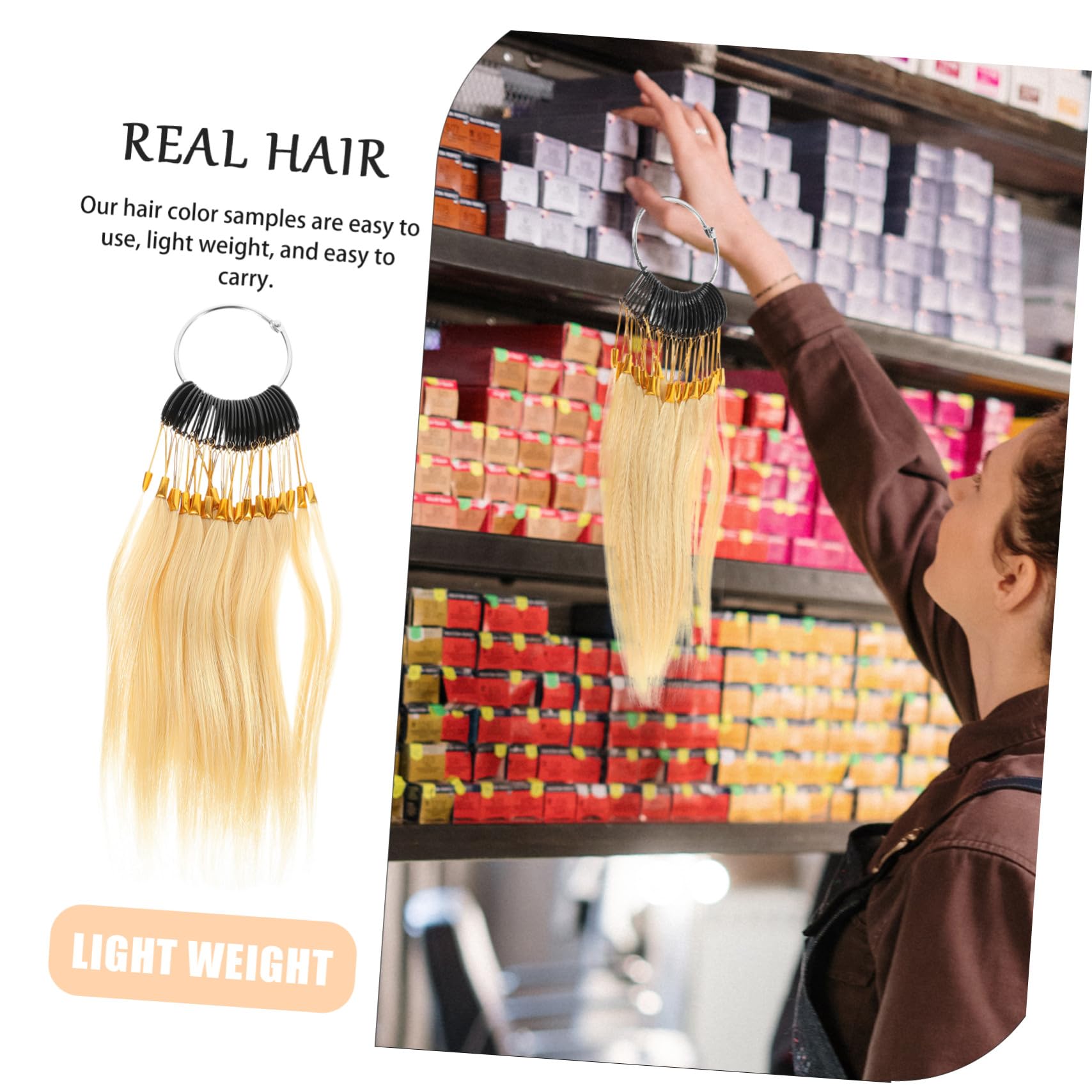 Échantillons de Cheveux Réels 30pcs pour Test de Coloration Capillaire, Facile à Transporter, pour Salons de Beauté et Coiffure Professionnelle