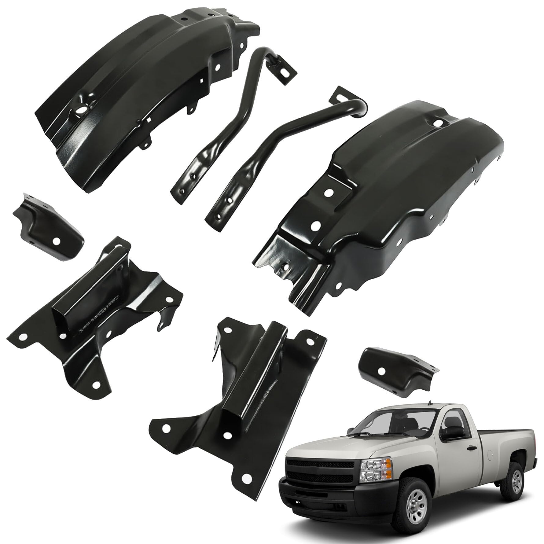 Yibei-tech Front Bumper Brace Brackets 8Pcs For Chevy Silverado 1500 2007-2013