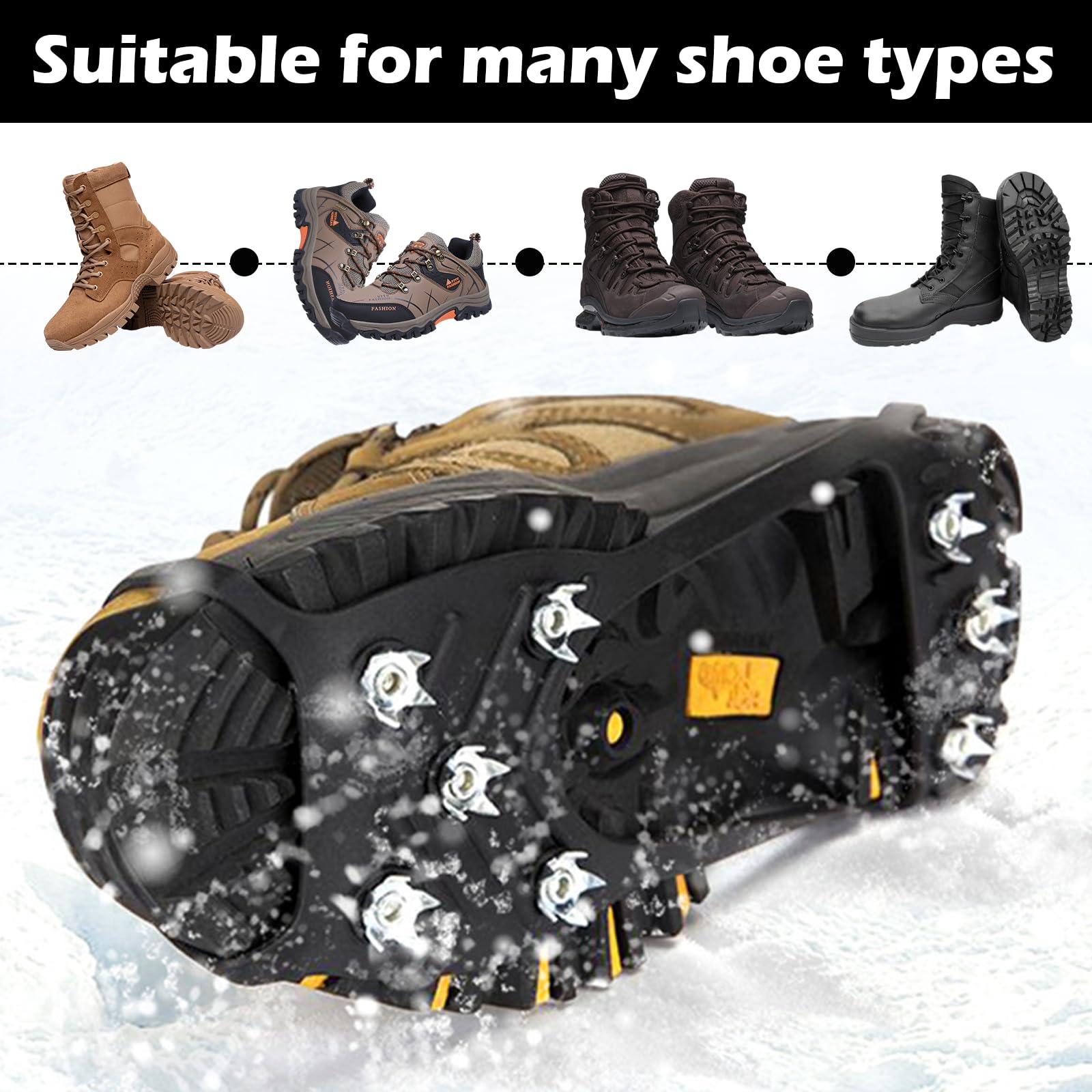 Ramponcini Antiscivolo Per Neve - 8 Chiodi In Acciaio, Taglia L (40-45), Per Escursionismo - Foto 5