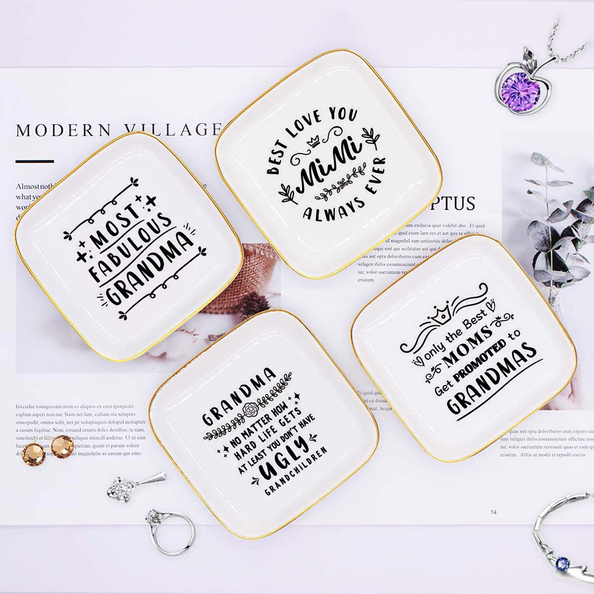 Amazon｜To My Grandma 格言 セラミックリングディッシュ 装飾ジュエリートレイ おばあちゃん用 ユニークな祖母 誕生日 クリスマス  おばあちゃんからのおばあちゃんへの意味のあるギフト - UGLY｜ジュエリー収納 オンライン通販