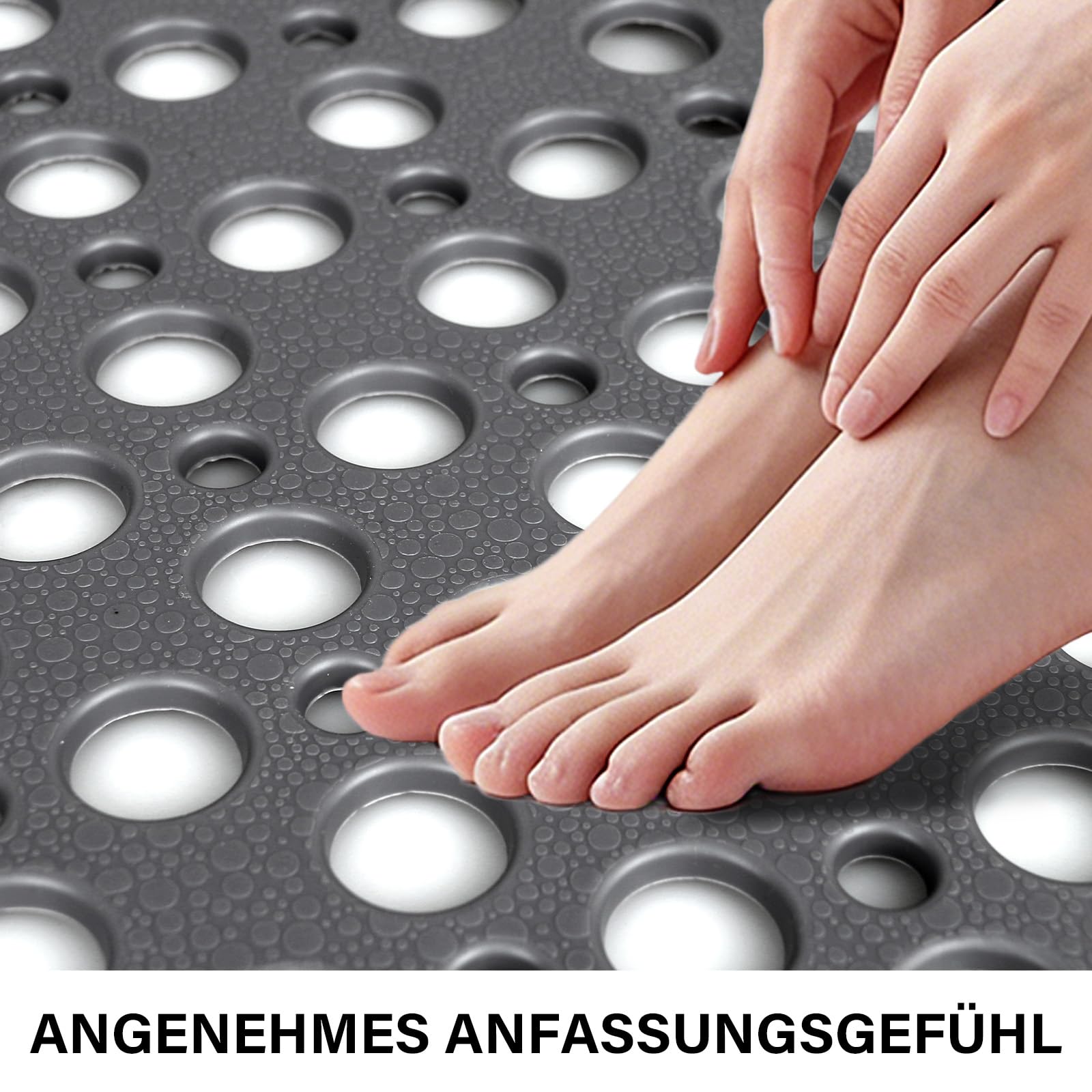 Extra Groß Duschmatte rutschfest 60x90cm: Weiche komfortable TPE Antirutschmatte Dusche mit großen Ablauflöchern und Saugnäpfen - Schnelltrocknend Maschinenwaschbar Duscheinlage