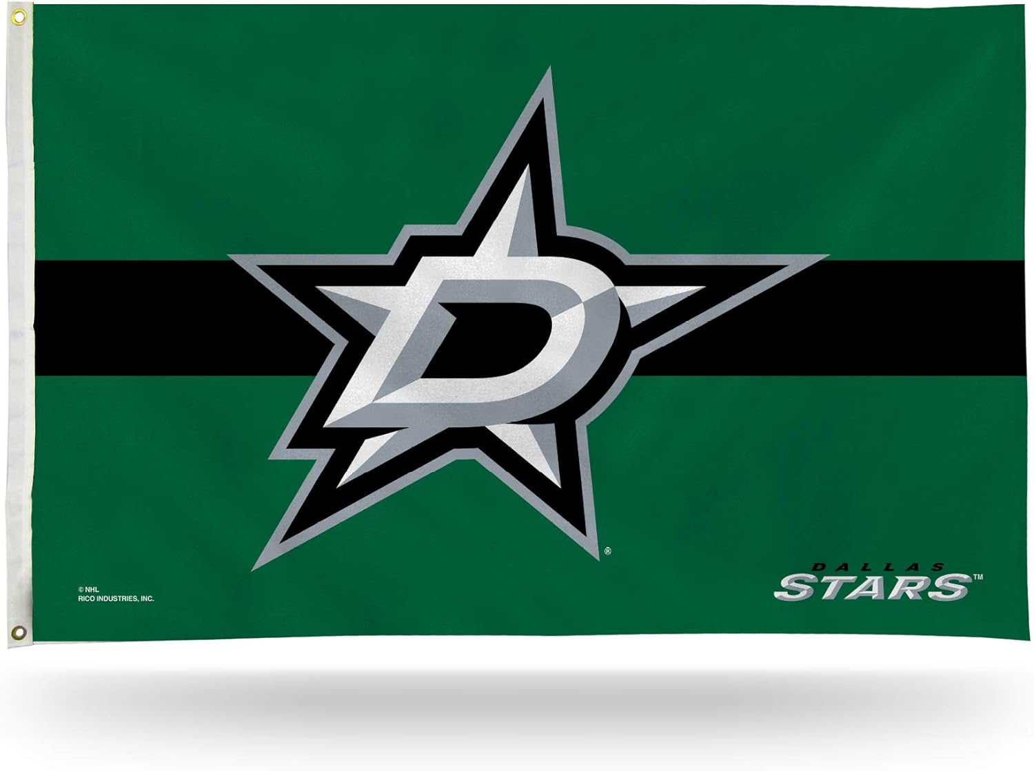Rico Industries NHL Dallas Stars Black Stripe 3' x 5' Banner Flag 3' x 5' Banner Flag Single Sided - Indoor or Outdoor - Home Décor