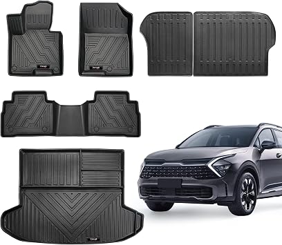 Custom for 2023 2024 2025 Kia Sportage Floor Mats Cargo Liner and Backrest Mats All Weather TPE Protection for Kia Sportage Accessories Fit All Models