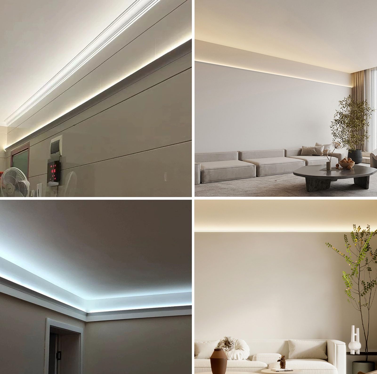 LED-Aluminium-Kanalprofil für Oberflächenmontage, Diffusorschiene für Wandwascher, Buchtenbeleuchtung, indirekte Umgebungsform für Wände und Decken