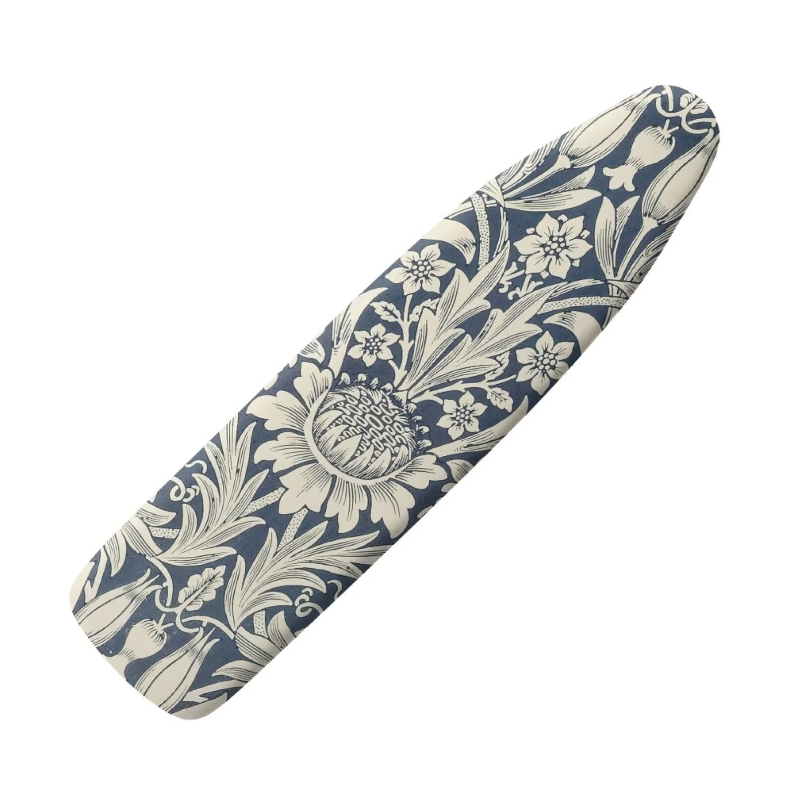 Buxolandt Breathable Ironing Board Cover, Resist Scorch Polyester & Staining, Wear & Soil Resistant Covers, Easy Installation Fasteners Elastic Edges (135x45cm) White Floral Leaf Retro Print — image 1