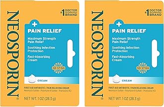 Maximum-Strength Pain Relief Dual Action Cream, First Aid Topical Antibiotic & Analgesic for Wound Care of Minor Cuts, Scrapes & Burns, Polymyxin B & Pramoxine HCl, 1 oz, 2 Pack